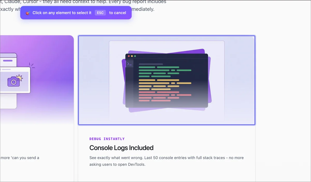 Tool interface with console logs and colorful code display.